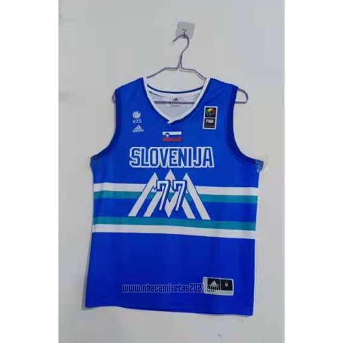 Camiseta Slovenia Luka Doncic #77 Tokyo 2021 Azul